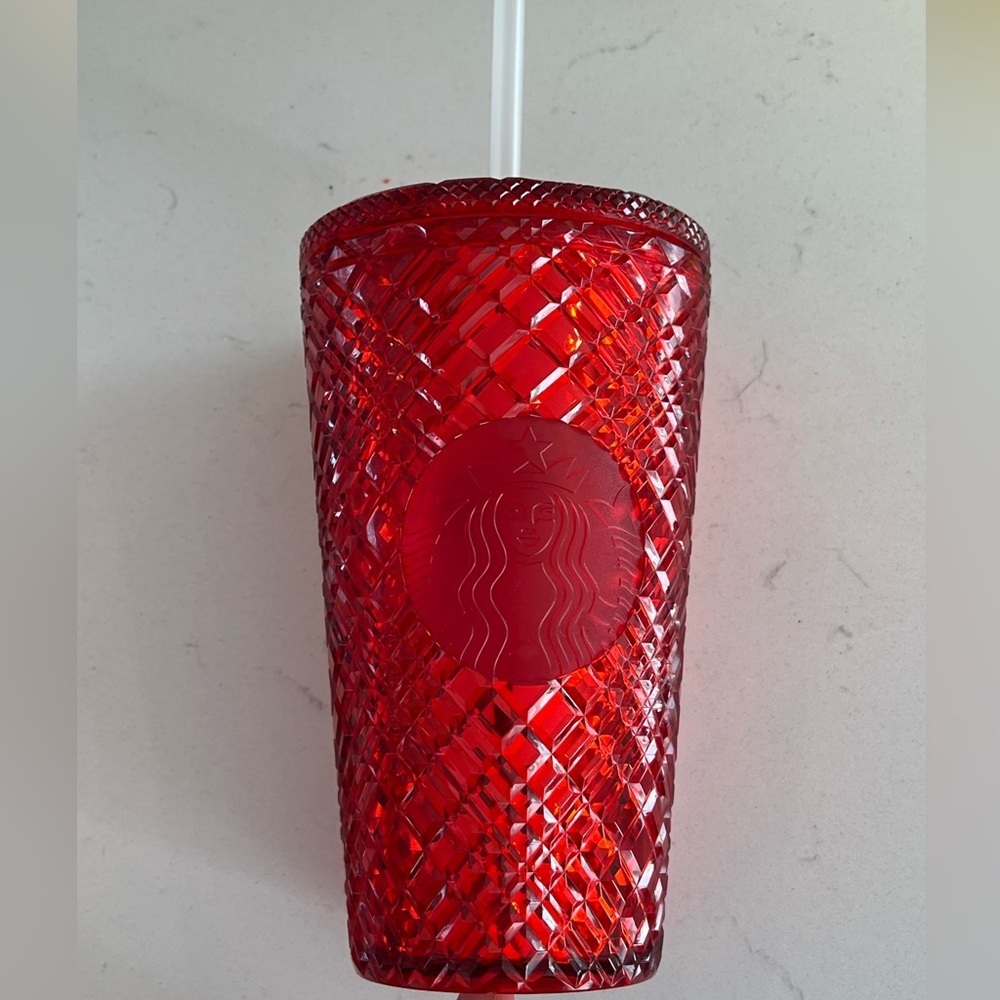 Starbucks Cold Cup Red Jewelled Tumbler cup 16 OZ